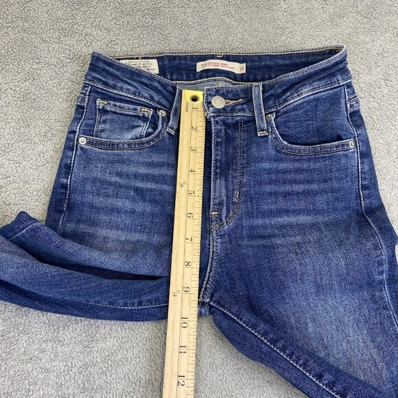 Levis Jeans Size 25 (24x29) Big E 721 High Rise Skinny Stretch Blue Denim - Picture 6 of 14